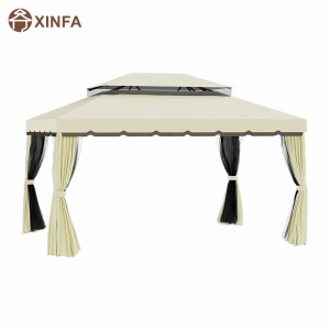 10 \\\\ \'x 13 \\\\\' Patio Gazebo Double Roof Outdoor Bazebo Canopy Shelter с мрежа&завеси, светло жълто
