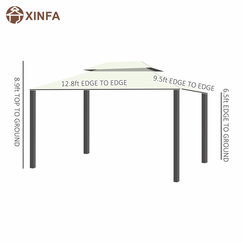 10 \\ 'x 13 \\' Patio Gazebo Double Roof Outdoor Bazebo Canopy Shelter с мрежа&завеси, светло жълто