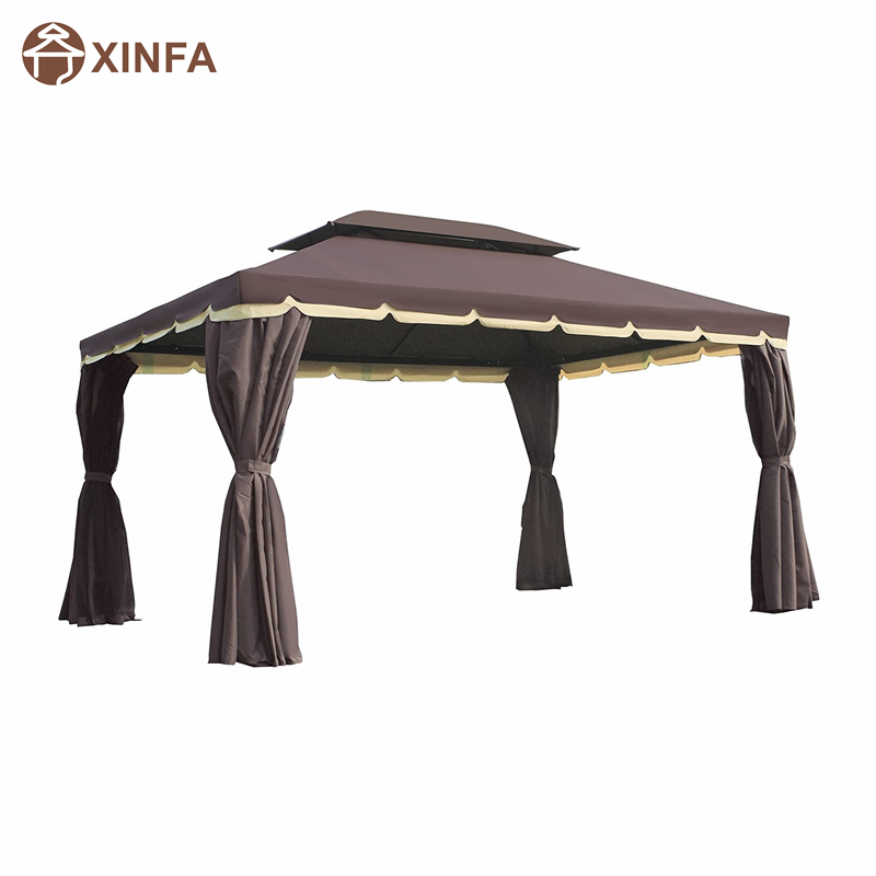 10 \\ 'x 13 \\' Patio Gazebo Double Roof Outdoor Bazebo Bazeb Belter с мрежа&завеси, кафе