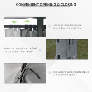 10 \\\\ \'x 13 \\\\\' Външен приют за басейн с балдахин с 6 подвижни странични стени, сиво