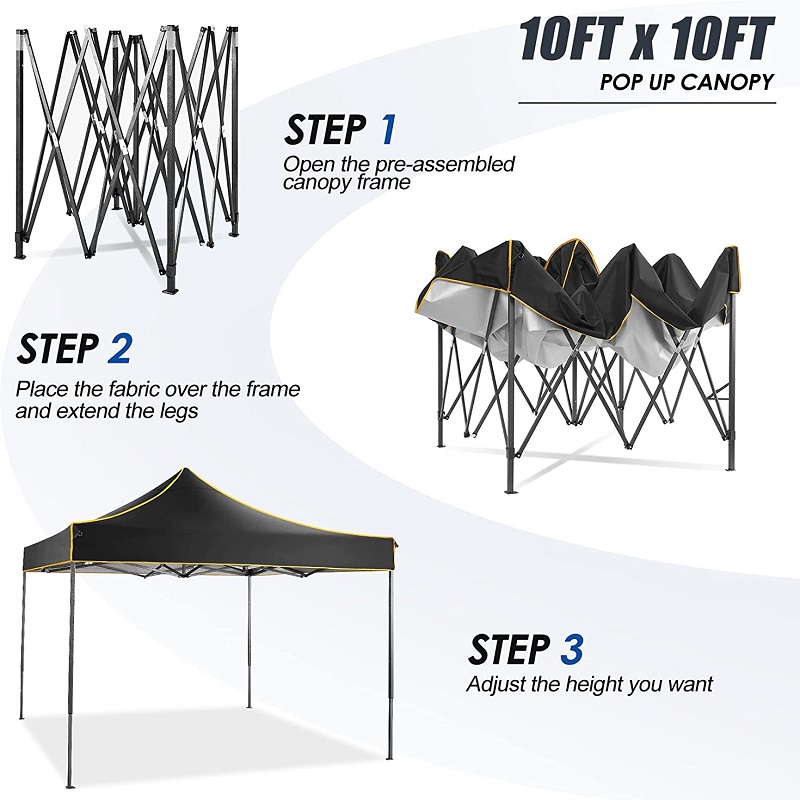 10x 10 изскачащи палатки на балдахин комерсиална незабавна палатка с водоустойчив балдахин за партита за къмпинг черно черно