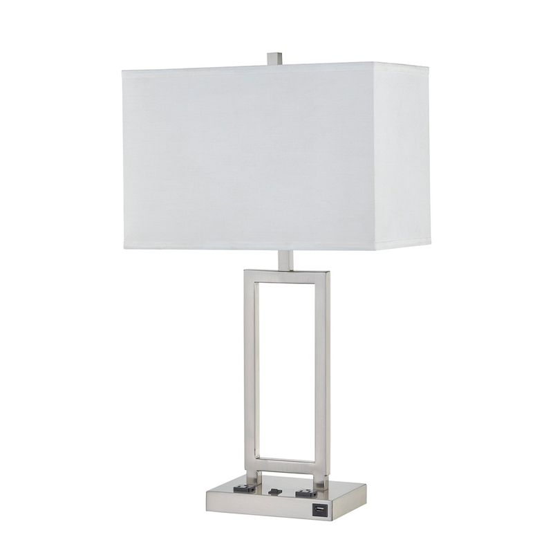 Настолна лампа Gatsby с четка никел покритие, два търговски обекта, на/off Rocker превключвател и USB порт