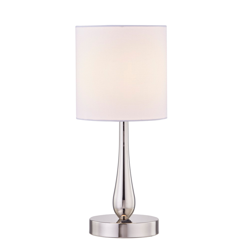 Малка лампа за маса с полиран никел и на/off Rocker Switch на линия в стаята