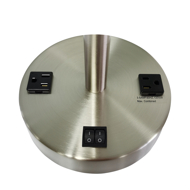 Прост стил четка никелово завършване на нощната лампа за нощно шкафче с близнак на/off Rocker Switch и два удобен изход в стаята