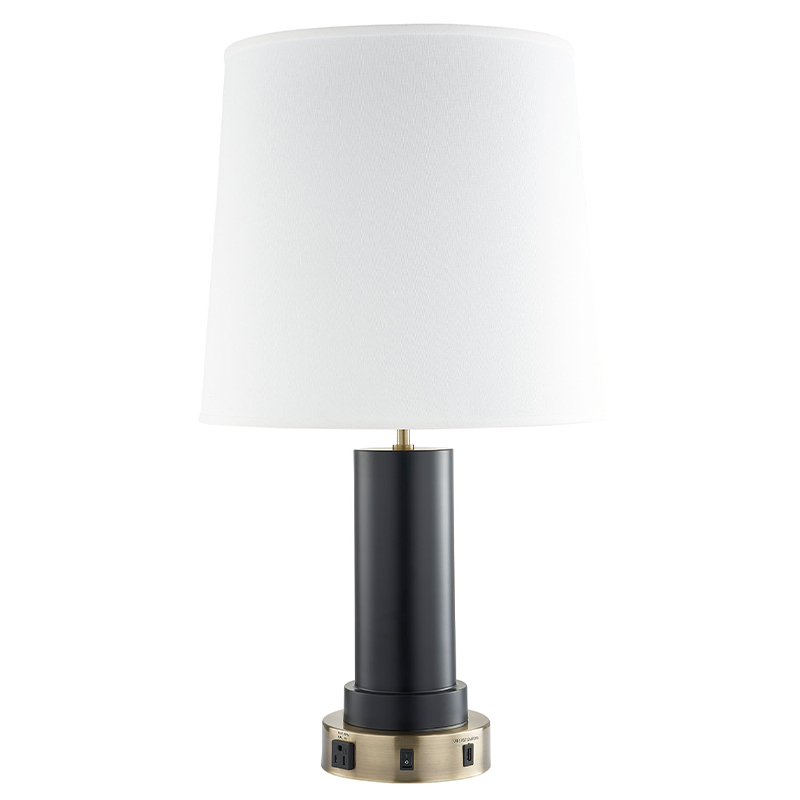 Персонализирана лампа за нощен и античен месин и черно покритие, на/off рокер превключвател, удобен изход и USB порт за зареждане в с...