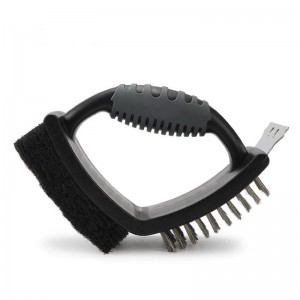 BBQ четка от неръждаема стомана 3-в-1 грил почистване на четка Dual BBQ с скрепер за барбекю