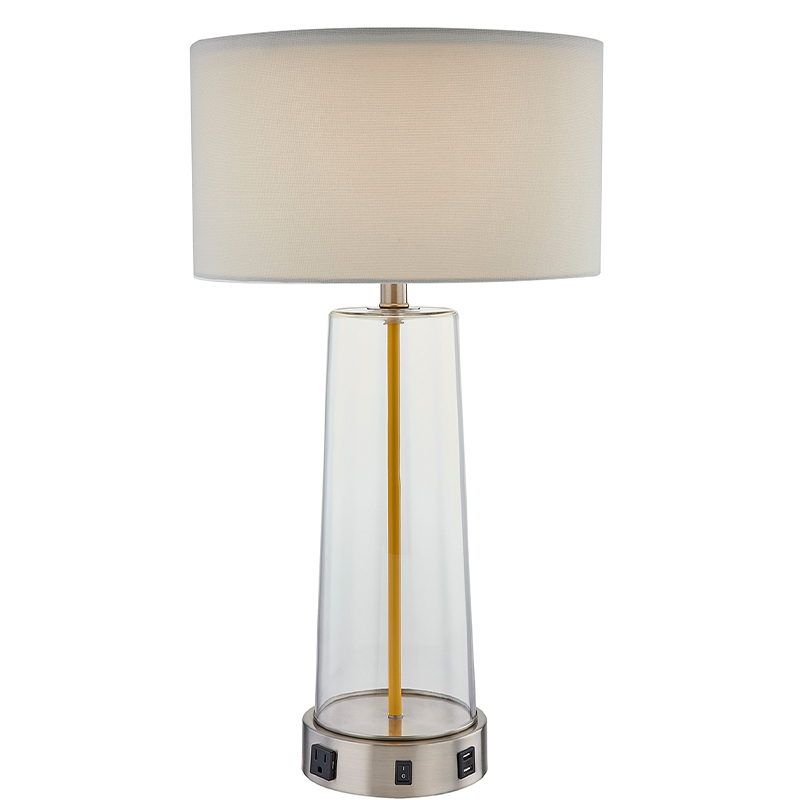 Home2 Hotel Glass Sable Lamp с/off Rocker Switch, удобен изход и USB порт за зареждане в хотелската стая