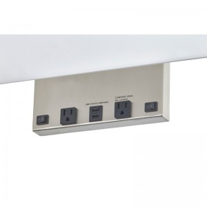 Eagles Landing Hotel Правоъгълна стенна лампа с четка никелови покрития, два на/off рокерски превключватели, два удобни търговски обекта и д...