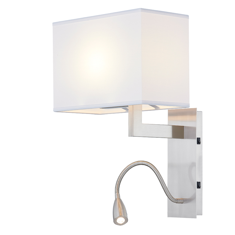 Хотел хотел Hond Hand Lamp с четка никел покритие и правоъгълна тъкан нюанс в хотел Типична стая за стаи