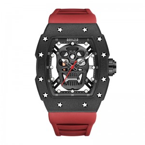 Baogela Skull Tonneau Watch Top Brand Quartz от неръждаема стомана часовници водоустойчив творчески часовник Силиконов каишка за китката Роза 4141
