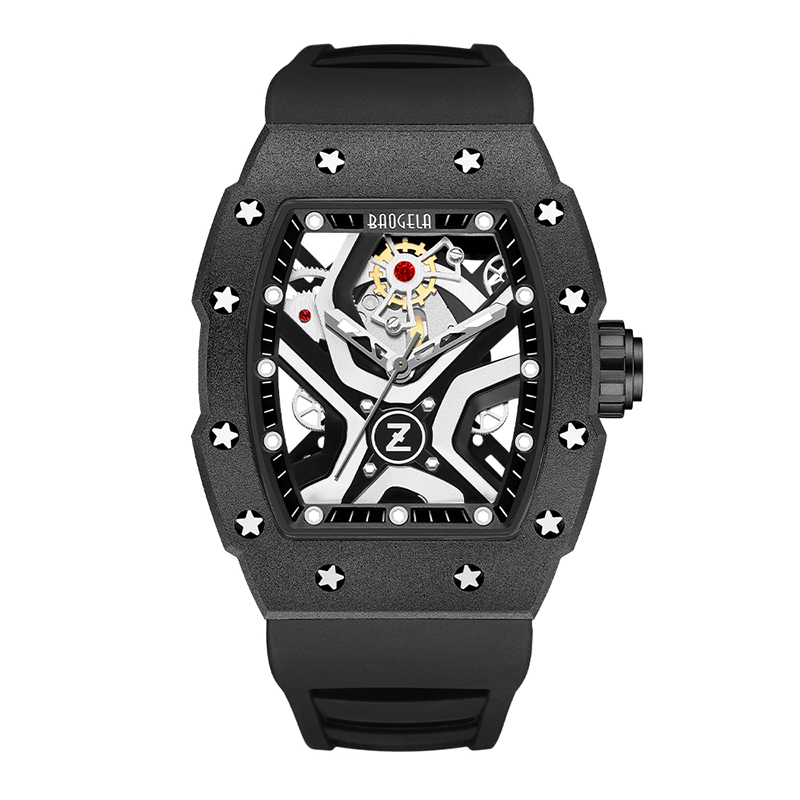 Baogela Top Brand Watches for Men Fashion Sport Waterproof Mechanical Wind Watch 50bar Неръждан неръждаем часовник Япония Reloj Hombre 4143
