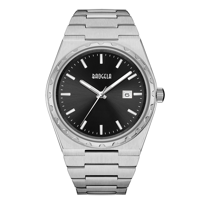 Baogela 40mm марка всички златни неръждаема стомана мъже \\ 's Wristwatch Classic Business 50m водоустойчив Япония Движение Кварц часовник за мъже 22801