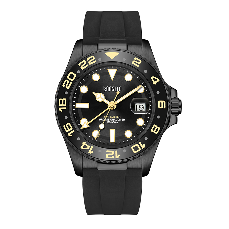 Baogela Top Brand 50m водоустойчив розов златен часовник мъже Кварц Гледайте гмуркане Модни двойки спортен часовник Swiss Movement Wristwatch 22805
