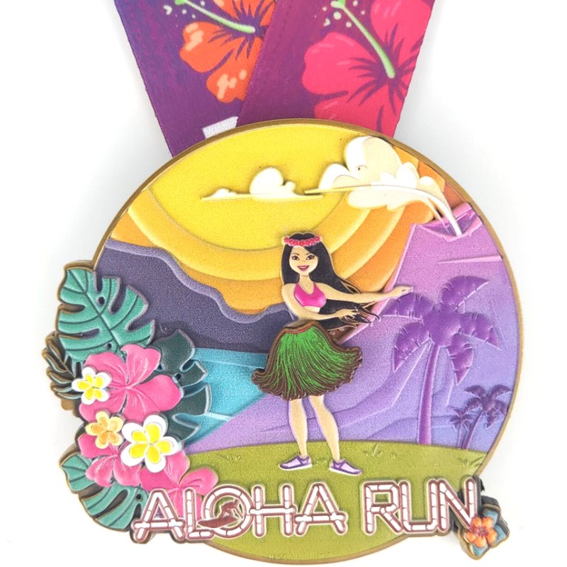 Персонализирани състезателни медали Класически медали Aloha Run 3D отпечатани маратонски медали забавни медали медали медали медали
