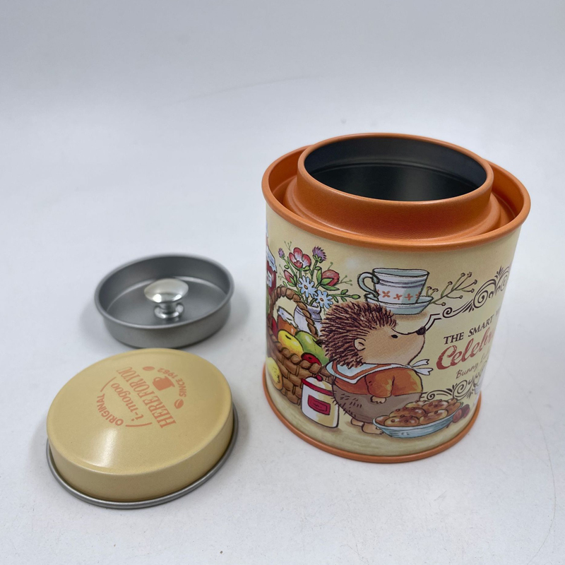 Тенекиена плоча кръг чай кади бонбони закуски опаковка кутия калай