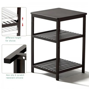 3 нива бамбуков дървен шкаф за легло модерно нощно шкаф