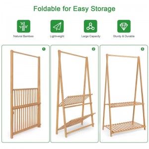 Голям капацитет и спестяване на пространство бамбук деца детска закачалка
