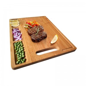 Бамбукова дъска за рязане с 3 вградени отделения