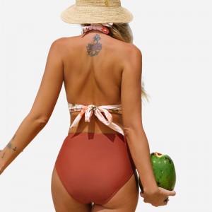 Пролетен дихателен градински халтер висок три&комплект бикини с висока талия