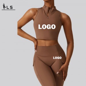 SC1069 йога панталони разтягащи гамаши спортни комплекти йога костюм горнища и гамаши за фитнес дрехи цип топ йога комплект активно...