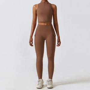 SC1069 йога панталони разтягащи гамаши спортни комплекти йога костюм горнища и гамаши за фитнес дрехи цип топ йога комплект активно...