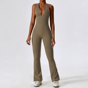 Sc1077 жени v шия без гръб едно парче JUMPSUITs Gym Romper Sexy Spandex Bodycon Bodysuit