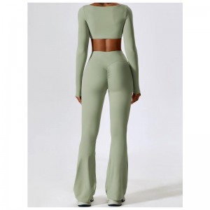 SC9272 йога комплекти фитнес жени 2023 дълъг ръкав спорт сутиен фитнес спортни панталони две парчета пламък гамаши за износване