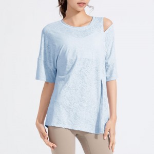 SC10262 Тениска Разхлабена ежедневна фитнес йога с къс ръкав от най-важните йога тениски фитнес течащи тениски