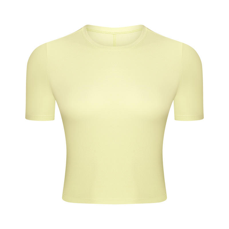 SC10267 Дишаща йога реколта горна фитнес тесен тениска с тениска с тънка сглобена тениска с къси ръкави с къс ръкав