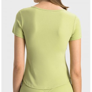 SC10274 Slim Fit Тениска Жени спортни плътно прилепнали йога тениска с йога за йога за жени йога топ тениска