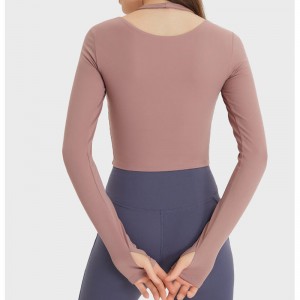 SC10273 Персонализиран лого йога тениски Фитнес, работещ с тениски с тениски с кръгли деколтета Жена с дълъг ръкав спортна риза за же...