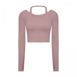 SC10273 Персонализиран лого йога тениски Фитнес, работещ с тениски с тениски с кръгли деколтета Жена с дълъг ръкав спортна риза за же...