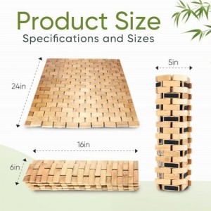 Естествена бамбукова подложка за баня, неплъзгаща се бамбуков душ постелка, водоустойчива сгъваема дървена роговица за вана