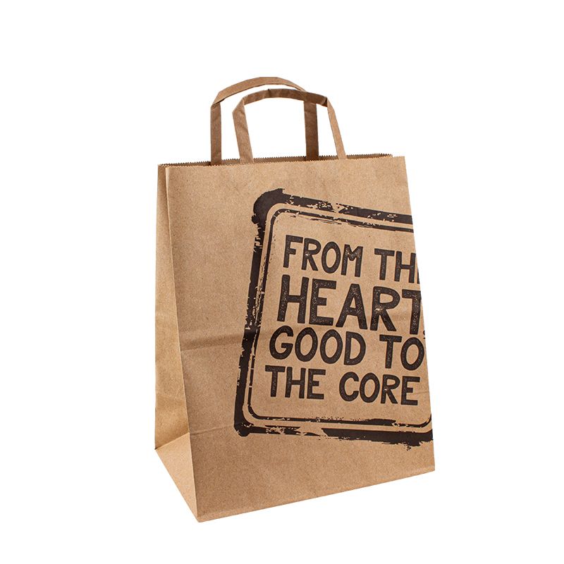 Хартиени торбички за подарък 25 кг дръжки Плоска дръжка хартиена торбичка със собствено лого