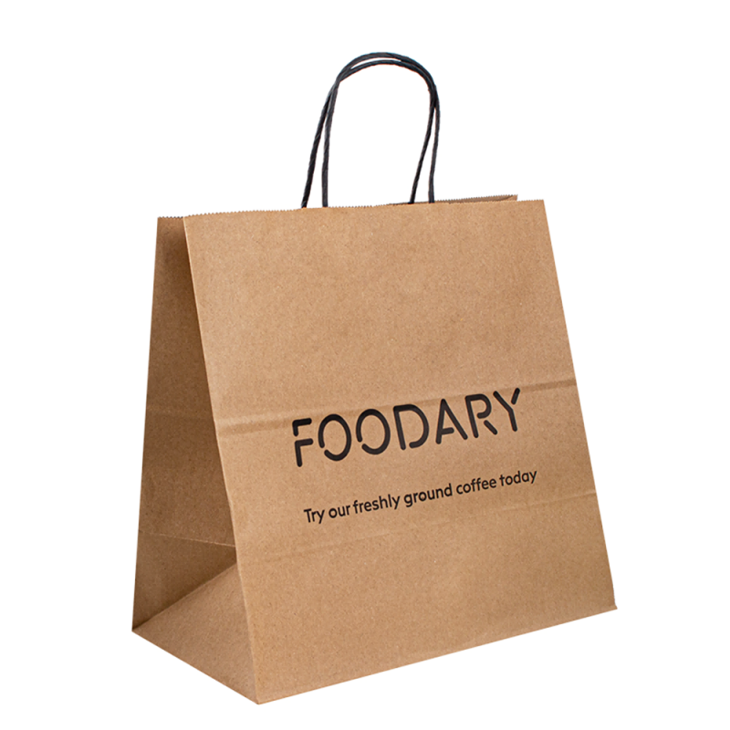 Хартиени торбички за хартия за вземане на хартиени торбички за опаковки за хранителни занаяти болси се справят с кафяви хартиени торбички