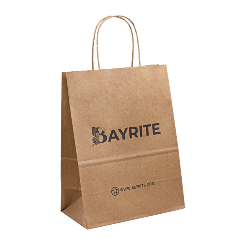 Лого за извличане на храна Пазаруване на персонализирани хартиени чанти Крафт с дръжки