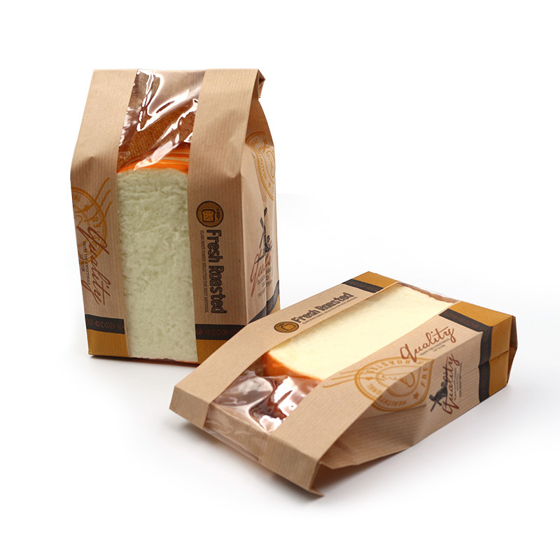 Рециклируеми торбички с плоска хартия за хляб, компостируема занаятчийска чанта с прозорец