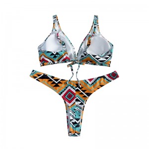 Флорален етнически стил лък лък широк каишка от двустранни бански костюми