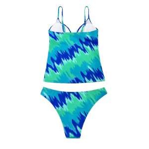 Teal DrawString двустранна бански костюм