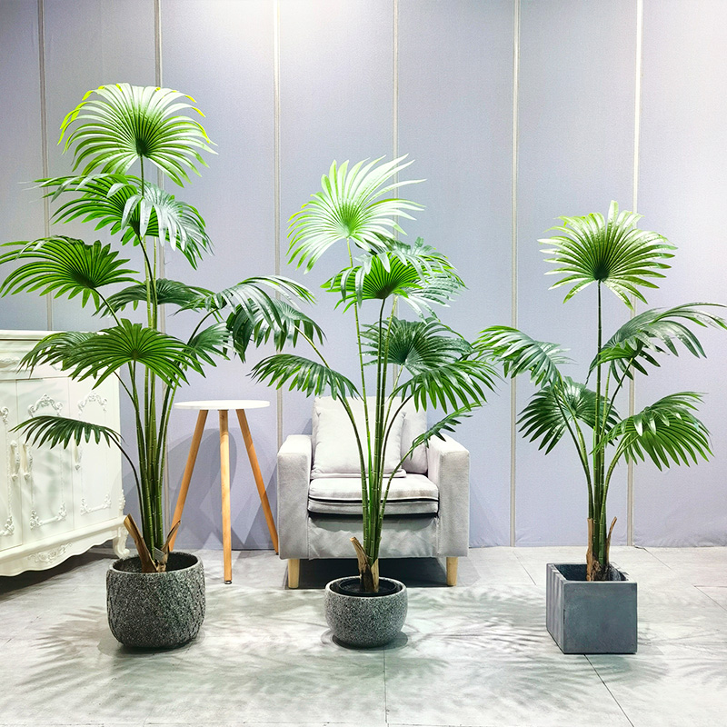 Ниска цена изкуствени дървета растения силно адаптивни рентабилни ярки фен палми за доставчик на градина на закрито на открито сватбен декор