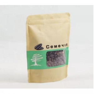 Еко приятелски настроен закрепен ламиниран кафяв крафт хартия Опаковка за храна с цип Запазване на торбичка Крафт чанта с прозор...