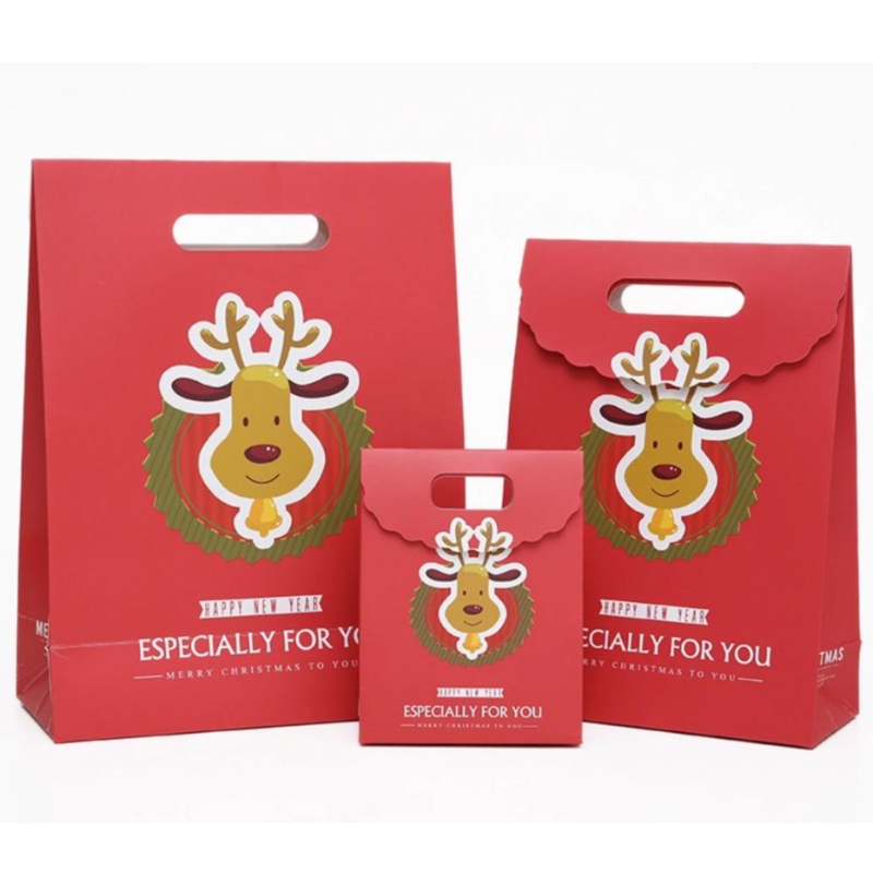 Персонализирани чанти за подаръци за печат коледна картонена чанта за хартия Производство на луксозна ваканционна чанта за опаковане на опаковки