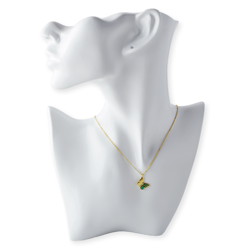 Колие с висулка от камък с пеперуда 45 5 см