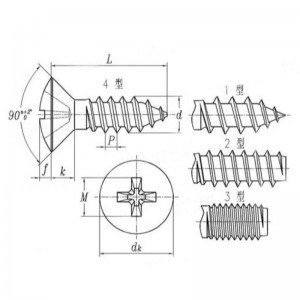 цинк-цветно покритие с кръстосано вдлъбване-нарезен винт