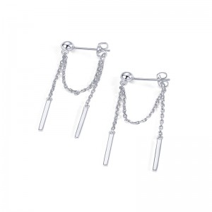 Hongde 18K златно покритие от 925 стерлингово сребро Висящи верижни шипове с кубичен цирконий Топчеста резба Обеци за уши