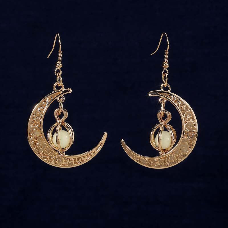 Обеци Hongde Glow in The Dark Silver Crescent Moon