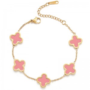 Hongde 18K злато-Покрити мъже\\и жени\\Гривна за късмет с четирилистна детелина