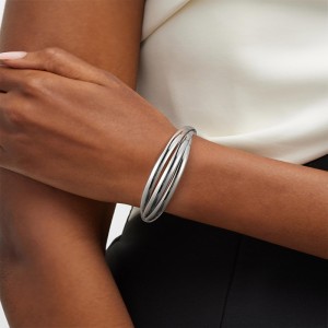 Hongde Classic прост мулти-слой сребро-позлатена отворена гривна