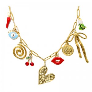 Hongde 18K кламер Златна верижка Колие Ръчно изработено Направи си сам Слънце Луна Звезда Висулка Колие с талисман Западен океан Морс...