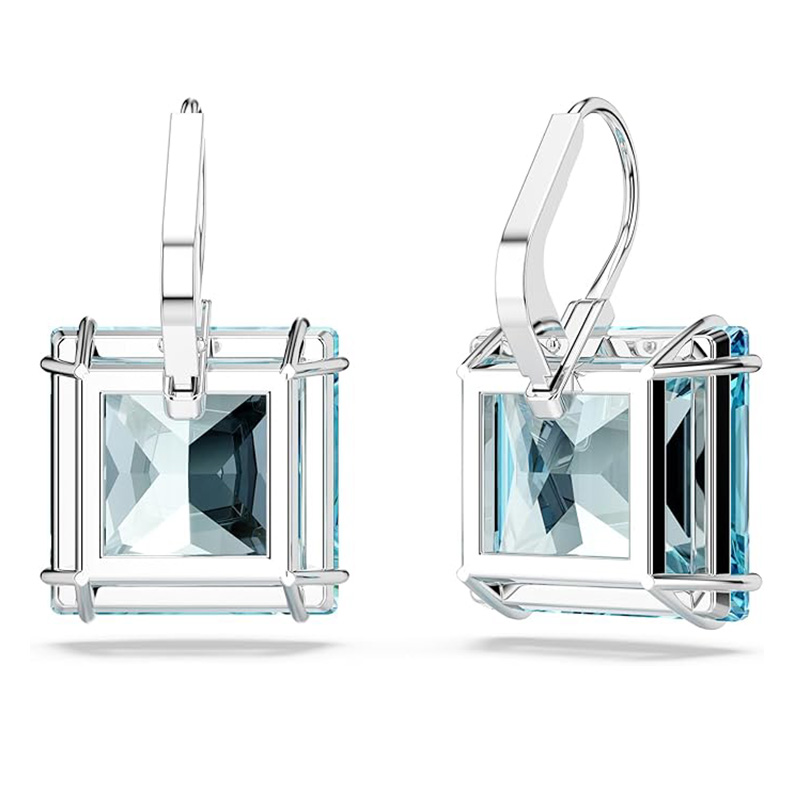 Ocean Blue Crystal Square Earrings Swarovski Millenia Earrings, Square cut crystal, Blue, Rodium покритие